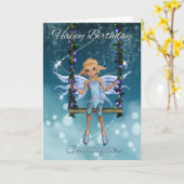 Godtochter Happy Birthday niedliche Fee auf Swing Karte (Gelbe Blume)