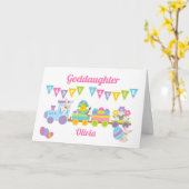 Godtochter Happy Easter Bunny Train Pink Karte (Gelbe Blume)