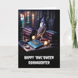 Godtochter Happy Halloween mit Owl Magical Books Karte
