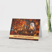 Godtochter Happy Halloween mit schönem Owl Karte (Vorderseite)