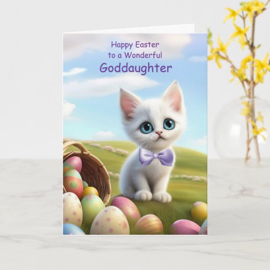 Godtochter Happy Oaster mit Niedlichen Kitten und  Karte (Gelbe Blume)