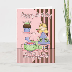 Godtochter Niedliche Geburtstag Card - Kuchen und Karte
