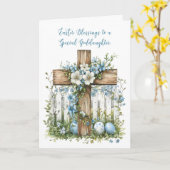 Godtochter Oaster Cross Weiße Zaun Blauer Blumen Karte (Gelbe Blume)