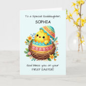 Godtochter Personalize Erste Ostersegnung Karte (Gelbe Blume)