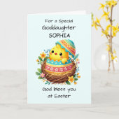 Godtochter Personalize Ostersegnung Chick Karte (Gelbe Blume)