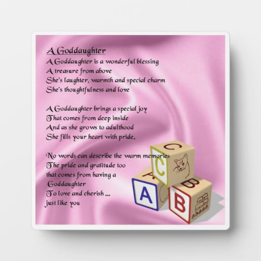 Godtochter Poem Plaque - Baby Blocks Design Fotoplatte (Vorderseite)