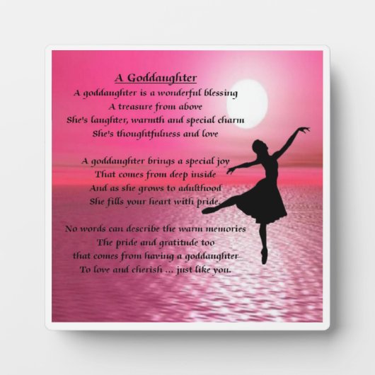 Godtochter Poem Plaque - Ballerina Design Fotoplatte (Vorderseite)