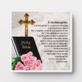 Godtochter Poem Plaque - Biologie und Rose Design Fotoplatte (Vorderseite)