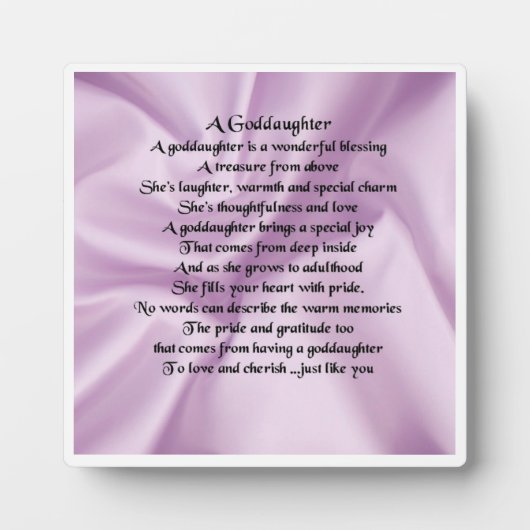 Godtochter Poem Plaque - Lilac Silk Design Fotoplatte (Vorderseite)