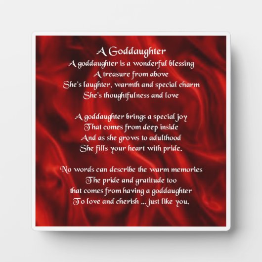Godtochter Poem Plaque - Red Silk Design Fotoplatte (Vorderseite)