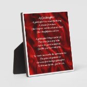 Godtochter Poem Plaque - Red Silk Design Fotoplatte (Vorderseite)