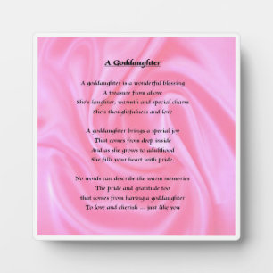 Godtochter Poem Plaque - rosa Seidendesign Fotoplatte