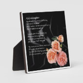 Godtochter Poem Plaque - Rose auf schwarzer Seide Fotoplatte (Vorderseite)