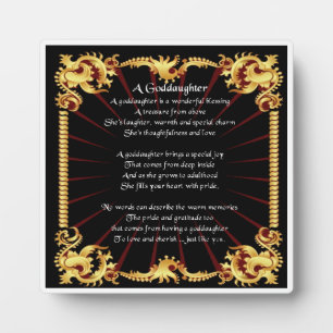 Godtochter Poem Plaque - Schwarzes Design Fotoplatte
