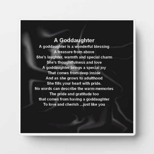 Godtochter Poem Plaque - Schwarzes Seidendesign Fotoplatte (Vorderseite)