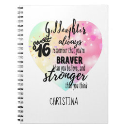 Godtochter Sweet16 Zitat Geschenk Braver Stronger Notizblock