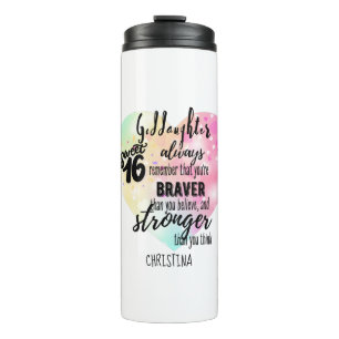 Godtochter Sweet16 Zitat Geschenk Braver Stronger Thermosbecher