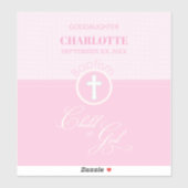 Godtochter Taufe Pink Kind Gottes Personalisiert Aufkleber (Blatt)