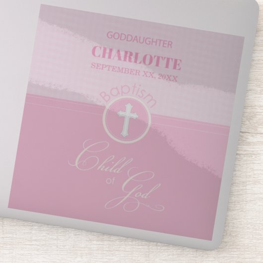 Godtochter Taufe Pink Kind Gottes Personalisiert Aufkleber (Detail)