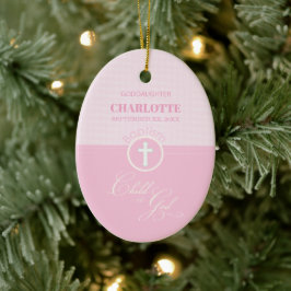 Godtochter Taufe Pink Kind Gottes Personalisiert Keramik Ornament