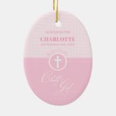 Godtochter Taufe Pink Kind Gottes Personalisiert Keramik Ornament (Hinten)