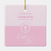 Godtochter Taufe Pink Kind Gottes Personalisiert Keramikornament (Rückseite)