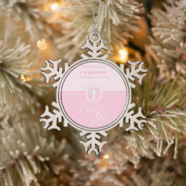 Godtochter Taufe Pink Kind Gottes Personalisiert Schneeflocken Zinn-Ornament