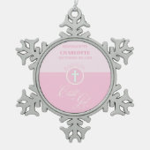 Godtochter Taufe Pink Kind Gottes Personalisiert Schneeflocken Zinn-Ornament (Vorderseite)