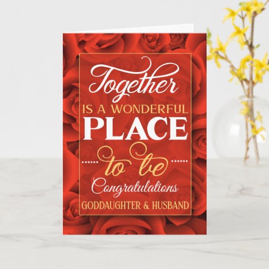 Godtochter und Husband Wedding Glückwunschs Rote R Karte (Gelbe Blume)