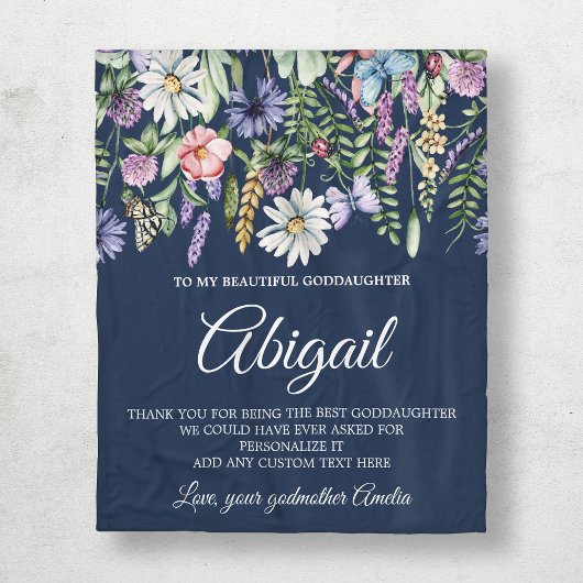Godtochter-Wildblumen Personalisierte Meldung Fleecedecke