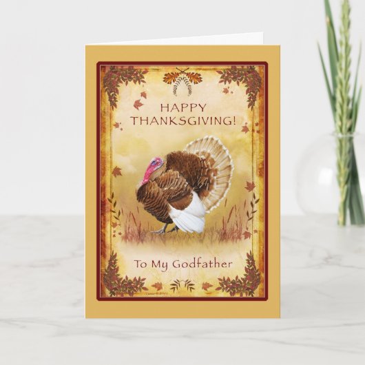 GodVater Happy Thanksgiving Turkey Card Feiertagskarte (Vorderseite)