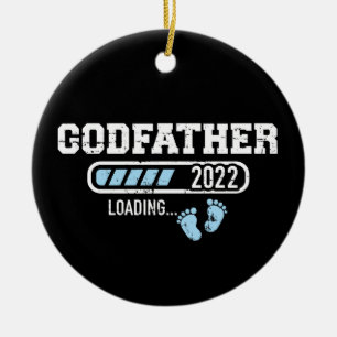 Godvater lädt 2022 zur Schwangerschaftsankündigu Keramik Ornament