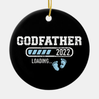 Godvater lädt 2022 zur Schwangerschaftsankündigung Keramik Ornament