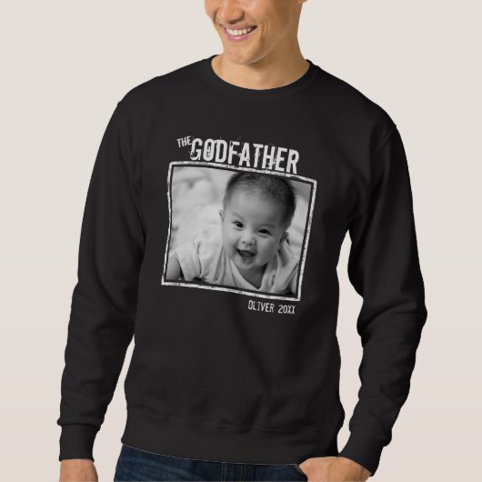 Godvater Personalisiertes Foto und Name Black Sweatshirt (Vorderseite)