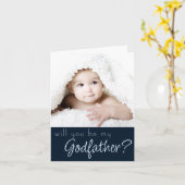 Godvater-Vorschlag | Navy Blue 2 Foto Karte (Gelbe Blume)
