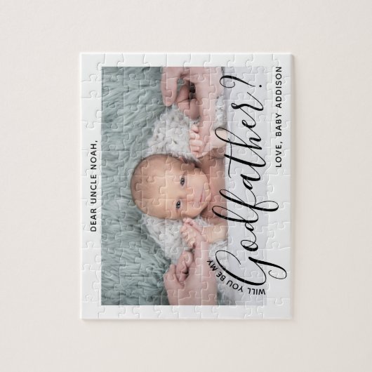 Godvater Vorschlag Simple Modern Script Baby Foto Puzzle (Vertikal)