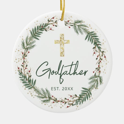 GodVater Weihnachtskranz Keramik Ornament (Vorne)