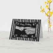 Godvaters Geburtstagsschwarz mit Pinstripes Karte (Gelbe Blume)