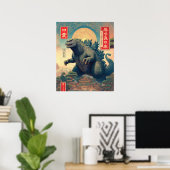 Godzilla Asian Monster Lizard Retro SciFi Bold Poster (Heimbüro)