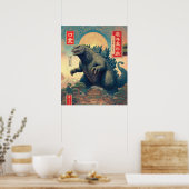 Godzilla Asian Monster Lizard Retro SciFi Bold Poster (Küche)