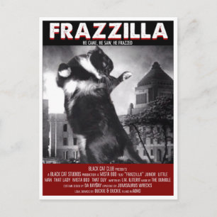 Godzilla Cat Postcard Postkarte