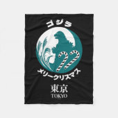 Godzilla Merry Christmas Tokyo Illustration Retro  Fleecedecke (Vorderseite)