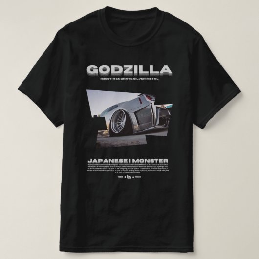 GODZILLA SILVER METAL | T-SHIRT BLACK (Design vorne)