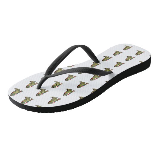 Godzilla und Gnomes Badesandalen (Schrägansicht)