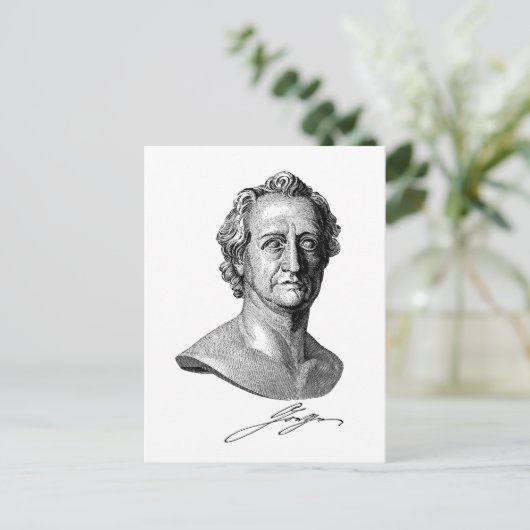 Goethe Bust mit Unterschrift Postkarte (Stehend Vorderseite)