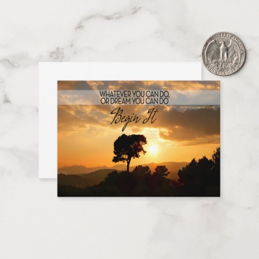 Goethe Inspiration Zitat "Beginnen Sie es! Mitteilungskarte (Vorderseite/Rückseite Beispiel)