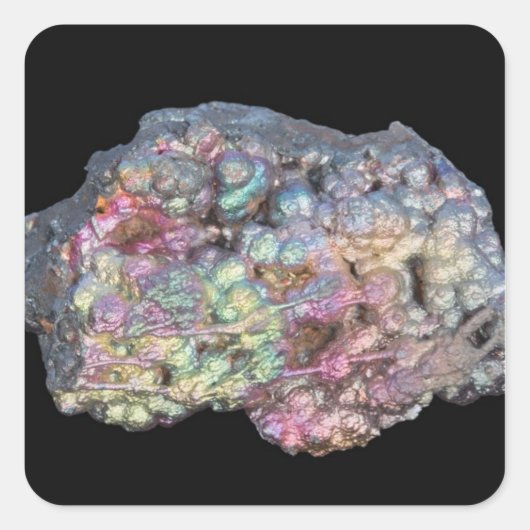 Goethite Showing Iridescence Quadratischer Aufkleber (Vorderseite)
