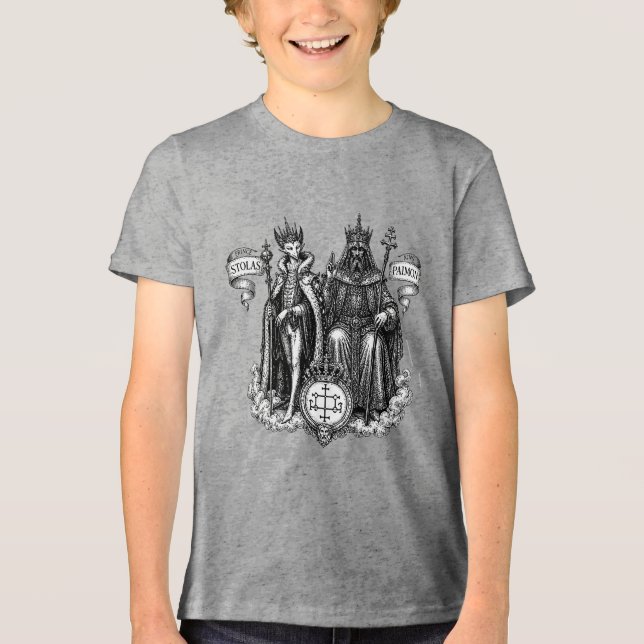 Goetischer Adel Fürst Stolas und König Paimon Tri-Blend Shirt (Vorderseite)