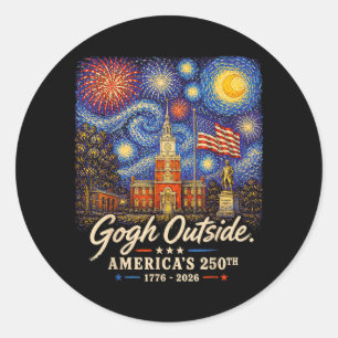 Gogh Draußen 250. Jubiläum 1776 2026 Male Die Runder Aufkleber