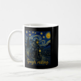 Gogh fährt Motorrad Lustiger Nachthimmel Künstler Kaffeetasse